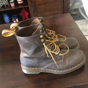Brown Leather Dr. Martens boots.
